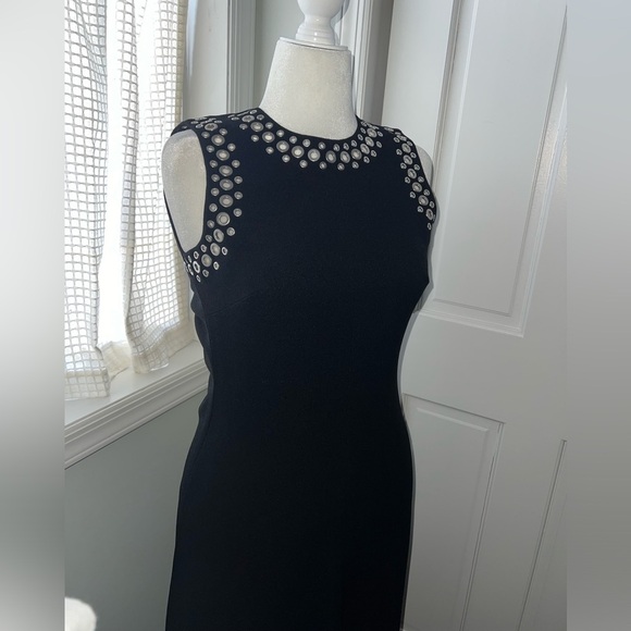 ALEXANDER WANG • BLACK KNIT EYELET EMBELLISHED • SLEEVELESS MIDI DRESS - Picture 4 of 8